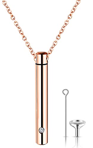 YOUFENG Urn Necklaces for Ashes Urns for Human Ashes Memorial Cremation Urn Locket Stainless Steel Keepsake Ashes Jewelry Rose Gold