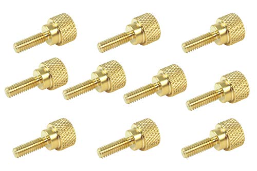Taytools 10-pack solid brass diamond knurled thumb screws, 8-32 x 1/2 inch straight shoulder flat tip threads