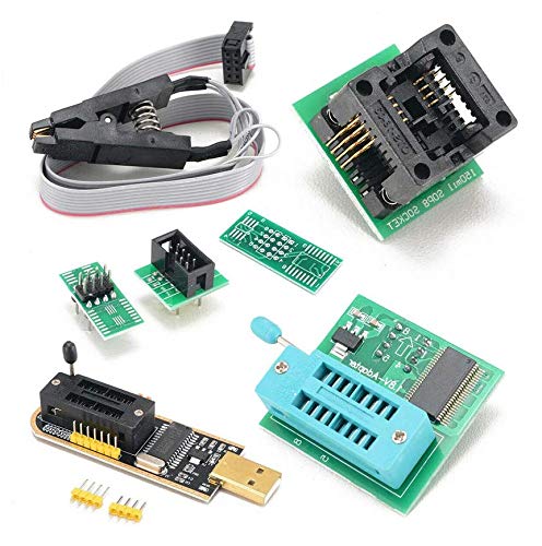 CH341A 24 25 Series EEPROM Flash BIOS USB Programmer+SOIC8 SOP8 Test Clip+SPI Flash 1.8V Adapter+SOP8 SOIC8 to DIP8 Adapter Socket Converter