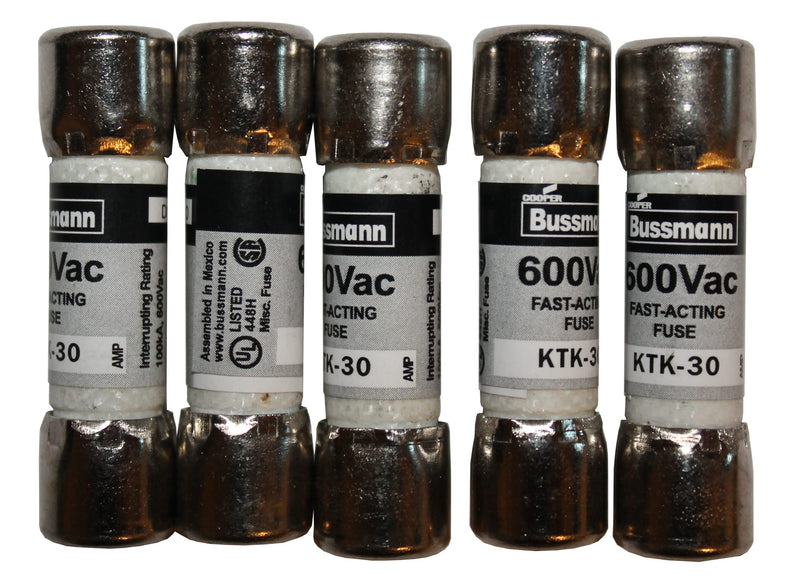 KTK-30 Fast Acting Fuse 600 Vac 30 Amps (5 Pack) QSU