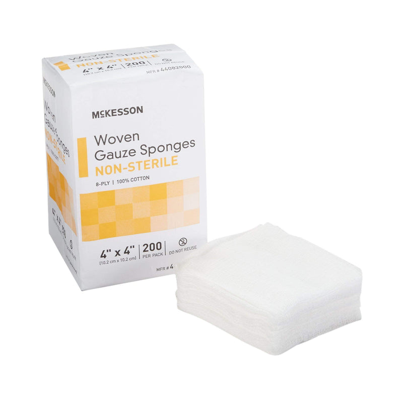 [Australia - AusPower] - McKesson Woven Gauze Sponges, Non-Sterile, 8-Ply, 100% Cotton, 4 in x 4 in, 200 per Pack, 1 Pack 