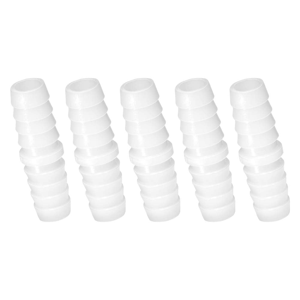 Quickun Plastic Hose Barb Fitting, 3/8" x 3/8" Barbed Splicer Mender Joint Adapter Union Fitting (Pack of 5)