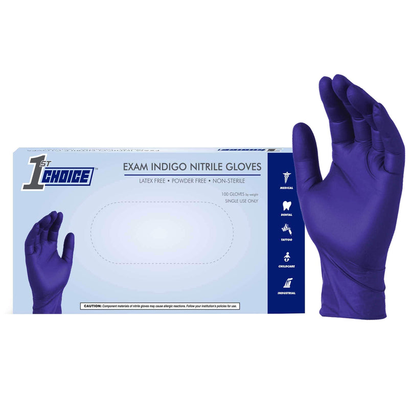 [Australia - AusPower] - 1st Choice Nitrile Disposable Gloves, 3 Mil Blue Indigo Nitrile Gloves Disposable Latex Free Medium Box of 100 Medical Gloves Medium (Pack of 100) 