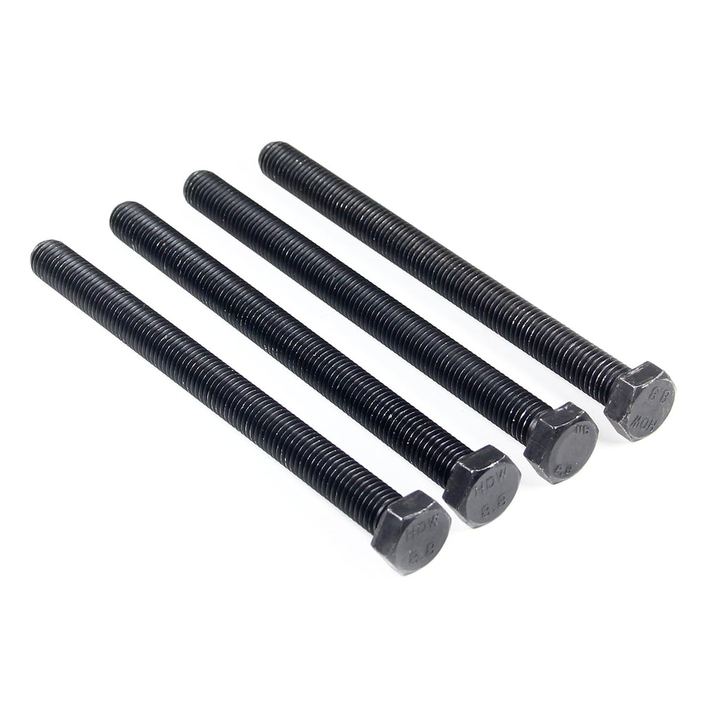 MroMax M12 Hex Bolt M12-1.75 x 150mm Hex Head Screw Bolts Carbon Steel Fully Threaded Metric Hex Tap Bolts Black 4Pcs 4