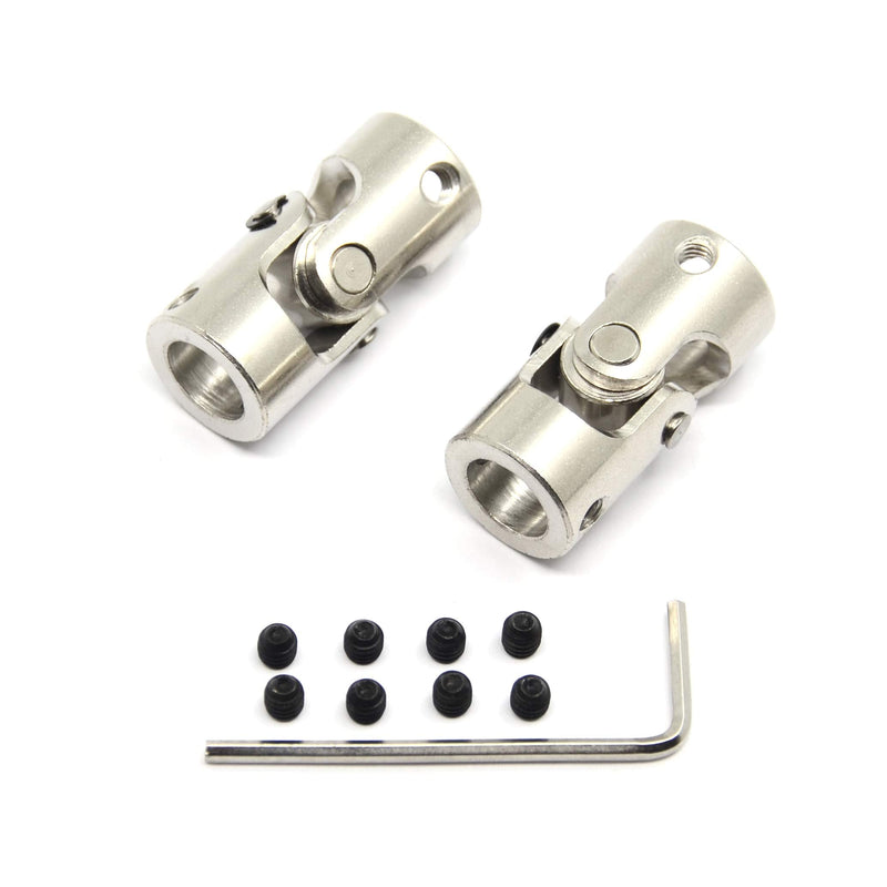[Australia - AusPower] - 2 Pcs 10mm to 10mm Universal Joint Shaft Coupling with Screws for Motor 10-10mm Silver 
