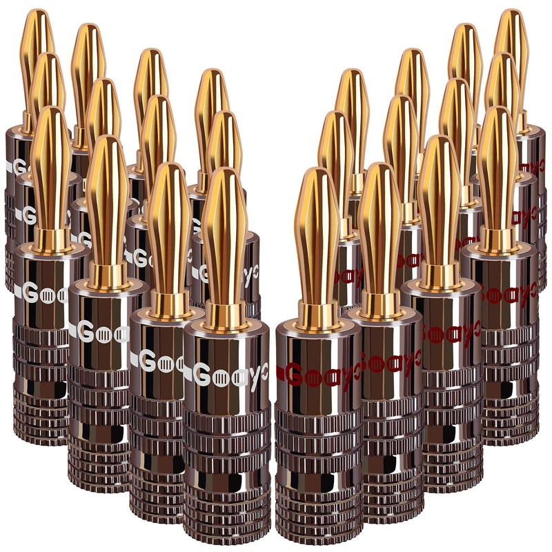 [Australia - AusPower] - Goaycer Speaker Connector Banana Plugs - 24K Gold Plated Brass 4mm Plug (12 Pairs/24 pcs) 12Pairs 