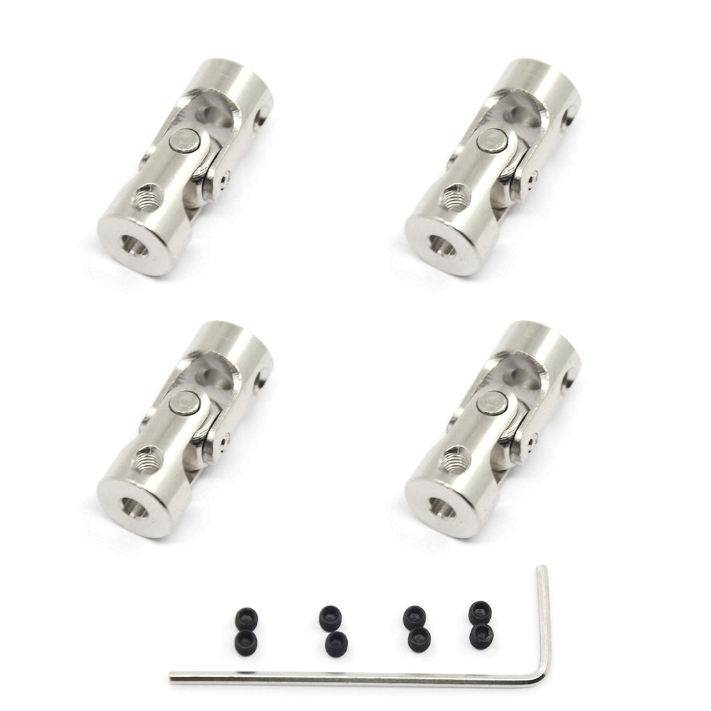 4 Pcs 3mm to 3mm Universal Joint Shaft Coupling with Screws for Motor 3-3mm Silver