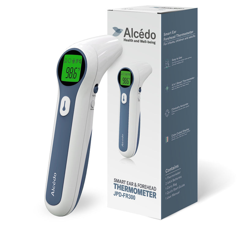 [Australia - AusPower] - Alcedo Forehead and Ear Thermometer for Adults, Kids, and Baby | Digital Infrared Thermometer for Fever | Touchless, Instant Read, Medical Grade | Pouch and Batteries Included 