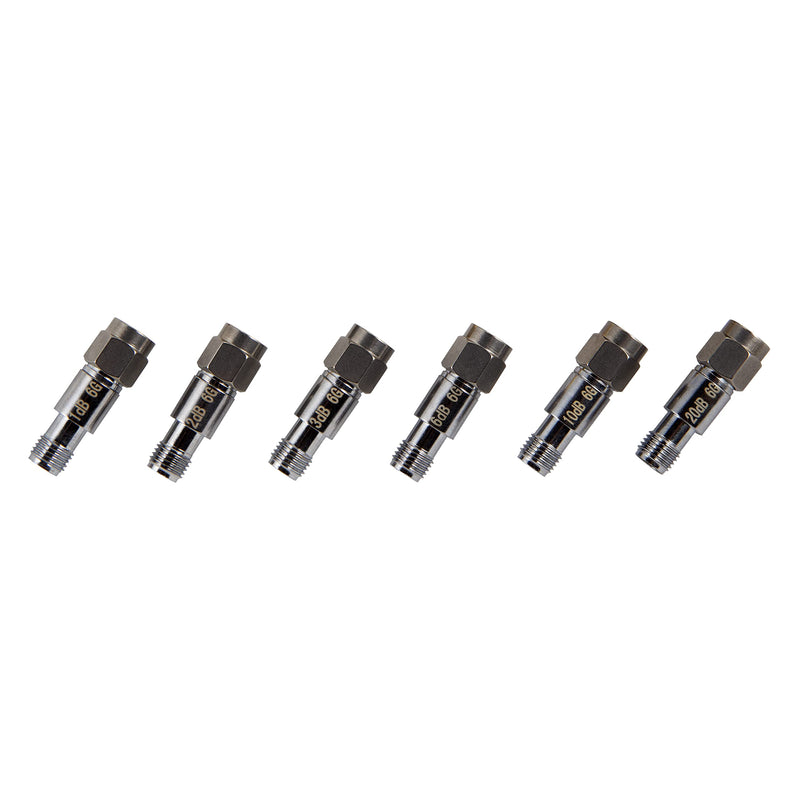 Nooelec SMA Attenuator Kit - 6-Piece SMA In-Line Attenuator with 2W 50Ohm Provides High Linear Attenuation from 1dB to 42dB in increments of 1dB. 1dB, 2dB, 3dB, 6dB, 10dB and 20dB Adapters