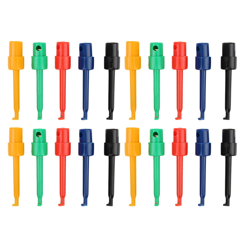 [Australia - AusPower] - Walfront 20Pcs Test Hooks Clips Multimeter Accessories Colorful Large Spring Hook Clip Test Grabber Probe for Electronic Components Testing 