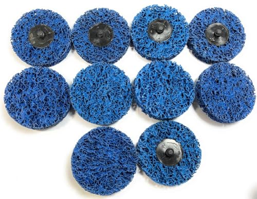 SIGNI blue 2-inch Poly Strip abrasive quick change Rolok discs, 10-piece set for paint, rust, and oxidation removal