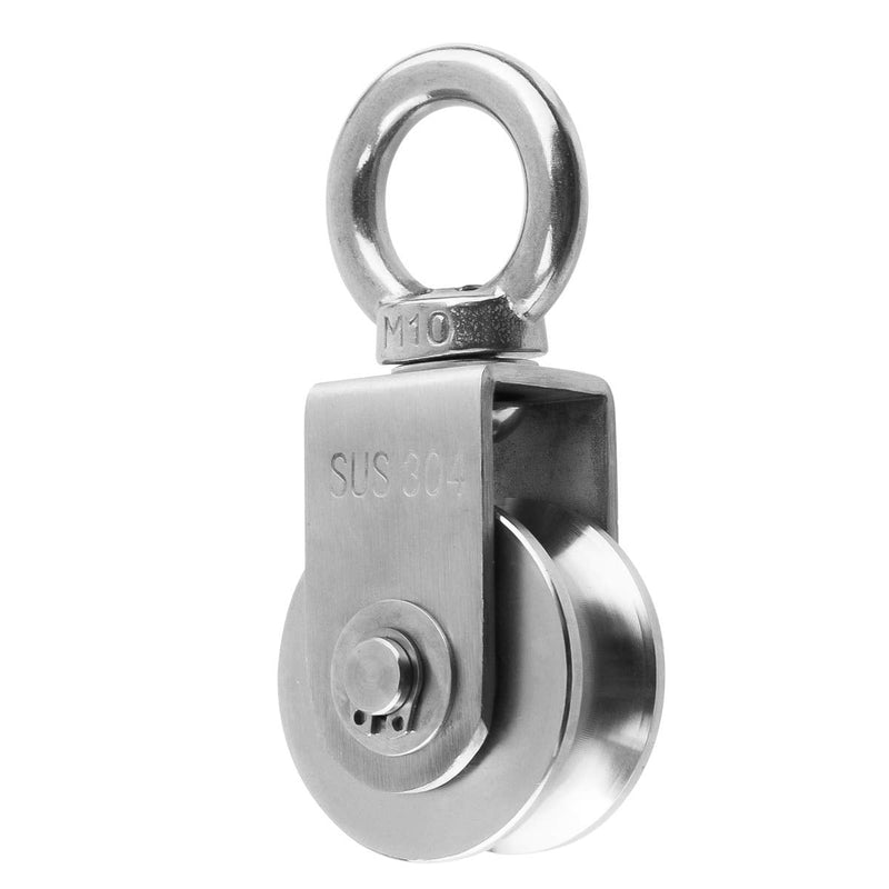 [Australia - AusPower] - U Cable Pulley Wheel, Swivel Single Pulley Block, Stainless Steel, Bearing Inside, Heavy Duty Good for Pulley System Gym Equipment, Loading 1100lb U Type Slot Pulleys 