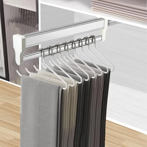 Pull Out Closet Rod, Closet Valet Rod Slide Out, Pants Rack 13.7inch White 347mm/13.7inch