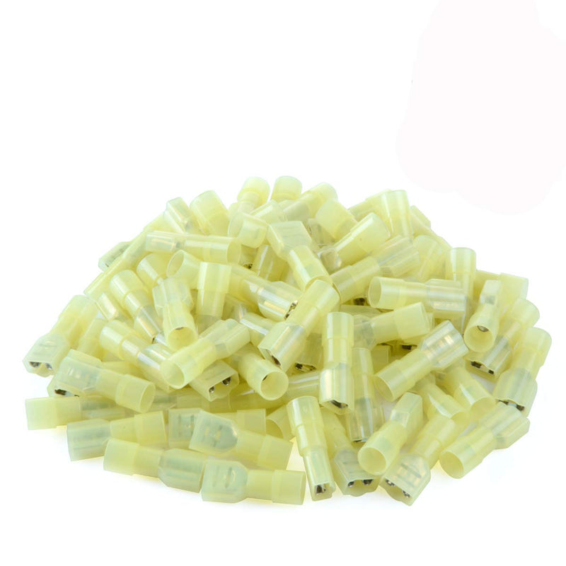 500 Pcs XHF Yellow Nylon Female Spade Connectors 12-10 AWG Quick Disconnect Wire Terminals Insulated Wire Crimp Connectors Female Yellow 500PCS