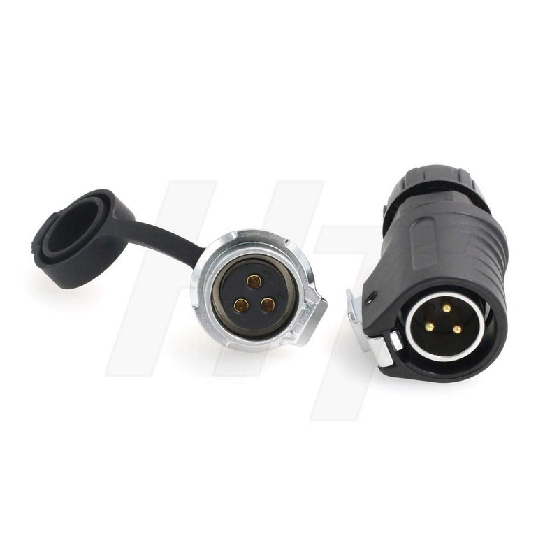 [Australia - AusPower] - HangTon LP20 3 Pin Aviation Circular Connector Quick Disconnect 30 Amp Power Bulkhead Male Cable Plug Female Panel Socket (Rear-nut Mount) 3-pin Rear mount 