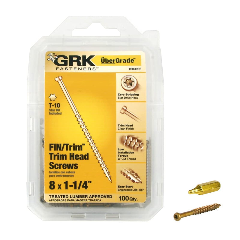 [Australia - AusPower] - GRK FASTENERS 96055 FIN/TRIM #8 x 1-1/4" SCREWS 100CT 