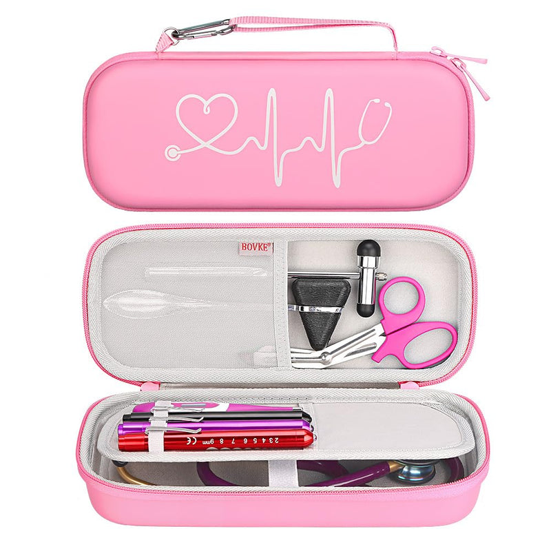 [Australia - AusPower] - BOVKE Stethoscope Case fits 3M Littmann Cardiology IV Diagnostic, Classic III Monitoring Stethoscope, Lightweight II S.E, MDF Acoustica Stethoscope Holder with Pocket for Nurse Accessories, Pearl Pink Pu Leather_Pearl Pink 