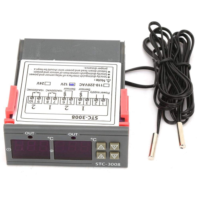 [Australia - AusPower] - Temperature Thermostat Controller, -3008 Digital Display Probe Sensor for Farm Various Refrigerator Greenhouse Aquarium(12V) 