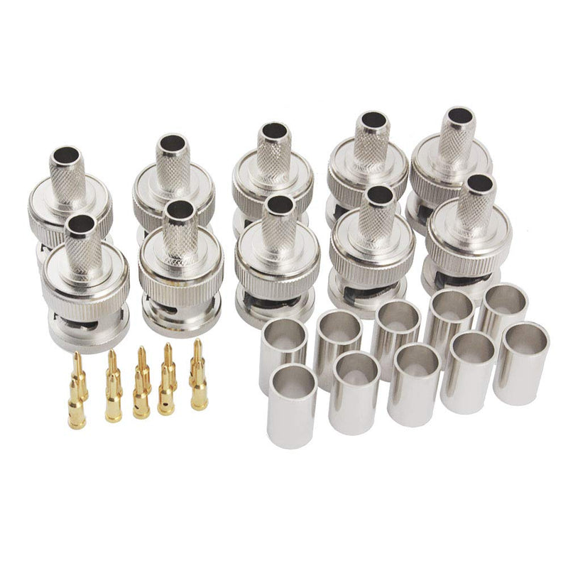 [Australia - AusPower] - （Pack of 10）BNC Male Q9 Plug Crimp for RG8X RG-8X LMR240 Cable Straight RF Coaxial Adapter Connector, Eifagur 