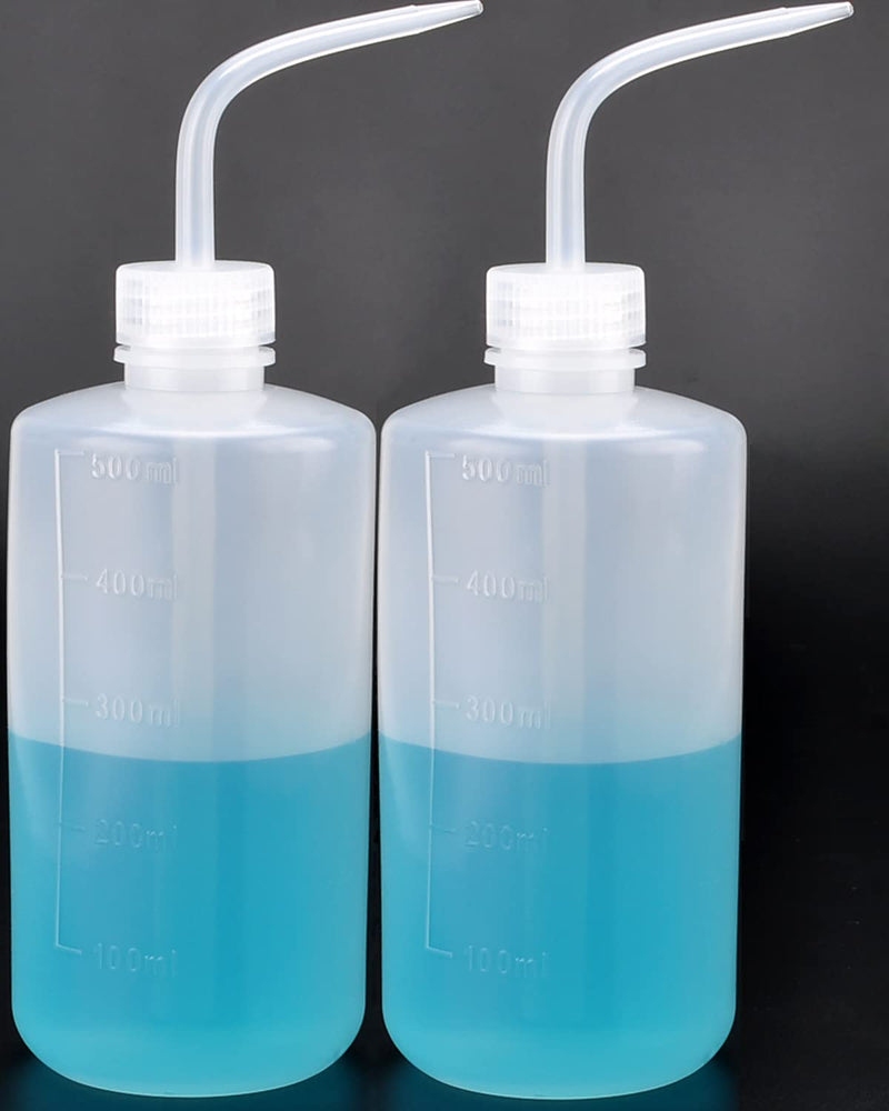 [Australia - AusPower] - 2Pack 500ml Squeeze Bottle 16oz, No Spill Wash Bottles Large with Handy Measurement Lines, Wash Bottles Squeeze Spout Flowing Well 2x500ml White 