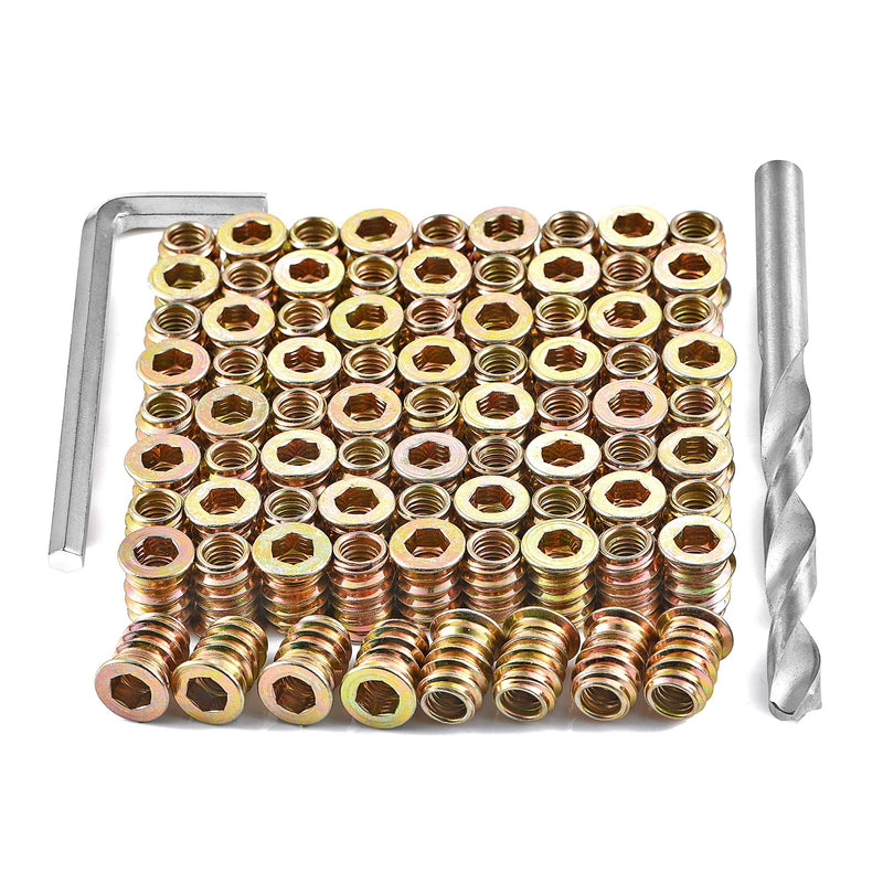 [Australia - AusPower] - 80 Pieces M6 Wood Inserts Bolt Furniture Screw in Nut Threaded Fastener Connector Hex Socket Drive for Wood Furniture Assortment (M6x15mm) M6x15mm 