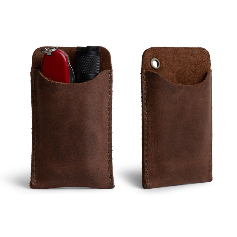 Hide & Drink, EDC Pocket Slip, Multitool Sleeve & Pen Holder for Everyday Use, Camping Accessories, Small Tool Organizer, Full Grain Leather, Handmade Bourbon Brown