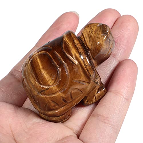 Tiger's Eye Crystal Turtle Figurine 2 Inch – Hand Carved Gemstone Statue for Desk Decor, Luck & Longevity Gift, Feng Shui Home Office Sculpture Tiger's Eye