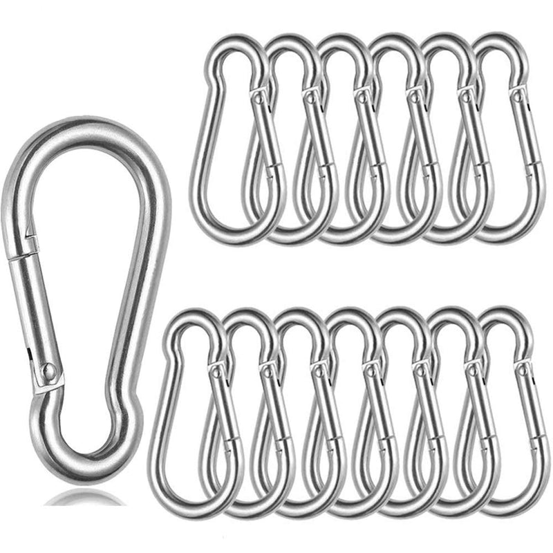 [Australia - AusPower] - 20 Pack 2-3/8 inch Spring Snap Hooks, Heavy Duty Key Carabiner Clip, Quick Links Hammocks Hook for Camping Hiking Swing M6x60mm 6x60mm Silver 20 