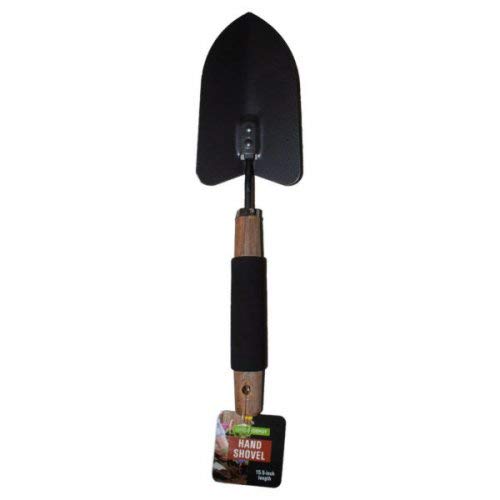 Large Garden Depot garden shovel with sturdy metal blade and long handle against a plain background