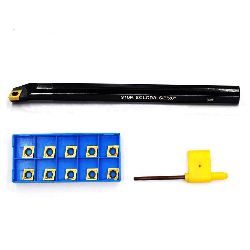 [Australia - AusPower] - OSCARBIDE 5/8'' x 8''Indexable Boring Bar with 10 Pieces Carbide Inserts CCMT09T304(CCMT32.5) Right-Hand Sclcr Boring Bar,1 Piece 