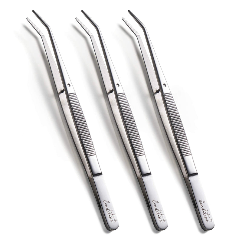 Beaditive 6-inch Sewing Machine Tweezers Set (10-PC) Serrated Bent Tips | Professional Grade, High Precision | Stainless Steel 10