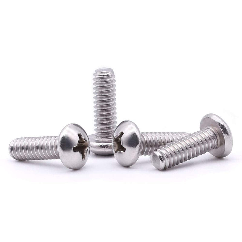 #6-32 x 1/2" Pan Head Machine Screw, Phillips Drive, 304 Stainless Steel 18-8, Bright Finish, Fully Machine Thread, 100 Pcs #6-32 x 1/2