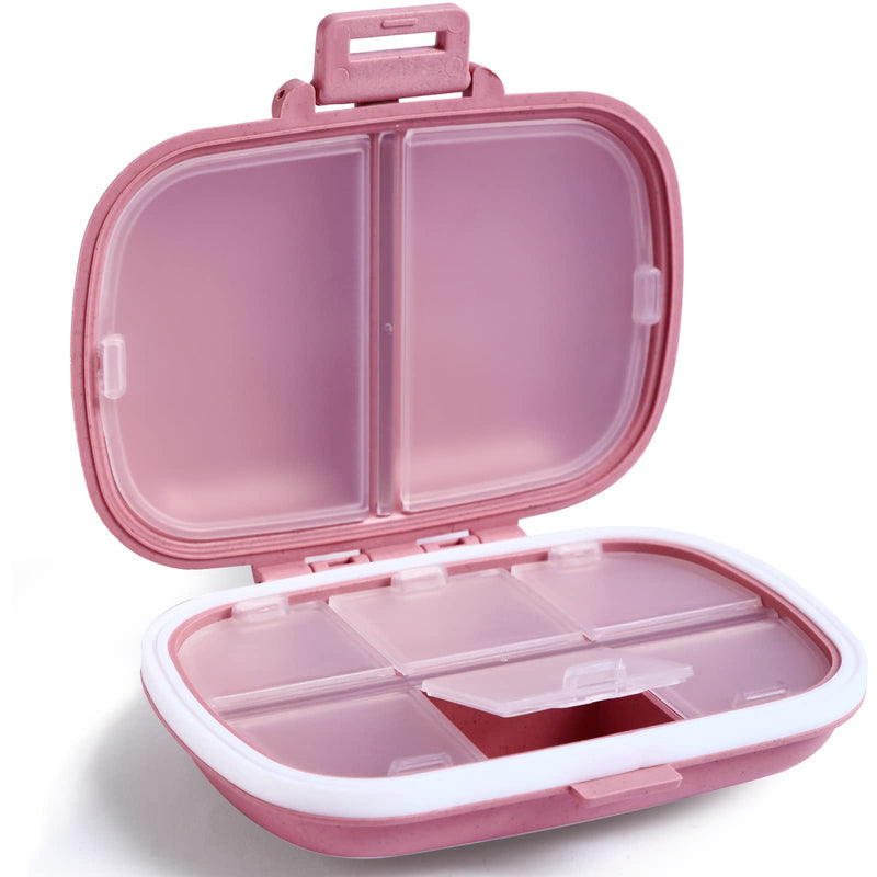 [Australia - AusPower] - Holii Travel Pill Organizer, 8 Compartments Portable Pill Case, Daily Pill Box to Hold Vitamins, Small Pill Container for Pocket Purse Medicine Organizer?Pink? Pink 