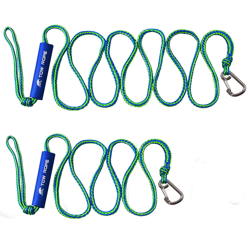 PWC Boat Docking Lines, 2 Pack 3/8” Mooring Dock Marine Rope, Braided Tow Line for Towing Boat, Kayak with 316 Stainless Steel Clip, 7ft & 10ft 7ft & 10ft -2Pack(10mm Diameter)