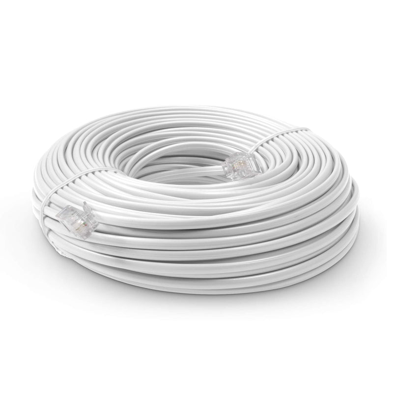 [Australia - AusPower] - THE CIMPLE CO Phone Line Cord 100 Feet - Modular Telephone Extension Cord 100 Feet - 2 Conductor (2 pin, 1 line) Cable - Works Great with FAX, AIO, and Other Machines - White 100 Feet Cord (30 Meter) 