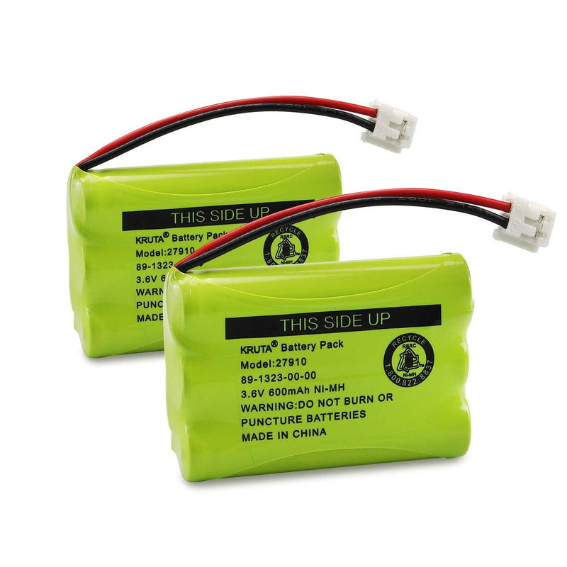 [Australia - AusPower] - Kruta 27910 Cordless Telephone Battery Compatible with AT&T 89-1323-00-0 Motorola SD-7501 RadioShack 23-959 23-894 Ni-MH 3.6V(Pack 2) Pack 2 