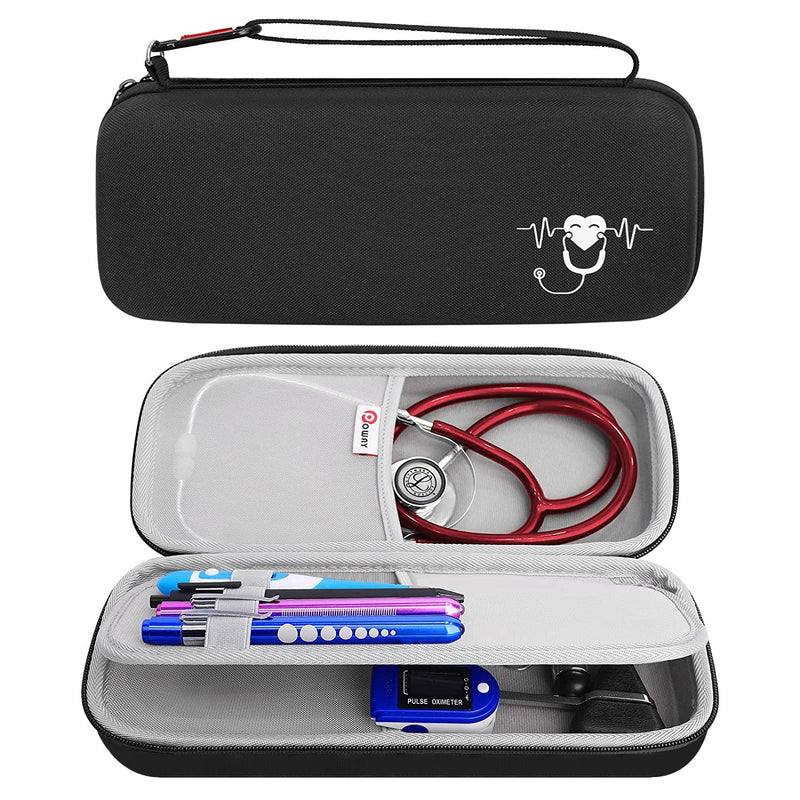 [Australia - AusPower] - Stethoscope Carrying Case, Hard Stethoscope Case Compatible for 3M Littmann Classic III, Cardiology IV Diagnostic, MDF Acoustica Stethoscopes and Other Nurse Accessories (Black) Polyester_Black 