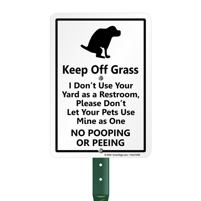 SmartSign "Keep Off Grass" Funny Dog Poop Sign for Lawn | 21” Tall Stake & Sign Kit 10"x7" Aluminum Sign with 18" Stake