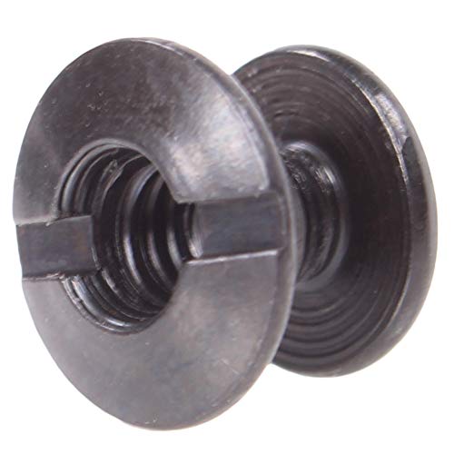 [Australia - AusPower] - 1/8" Black Chicago Screws & Binding Posts Fasteners for Leather Straps/Belts, Kydex Holster/Sheath Repair or Rivet Parts Replacement, Thru Hole Open Slot Design. Made in USA 10 Pack Flat Head 