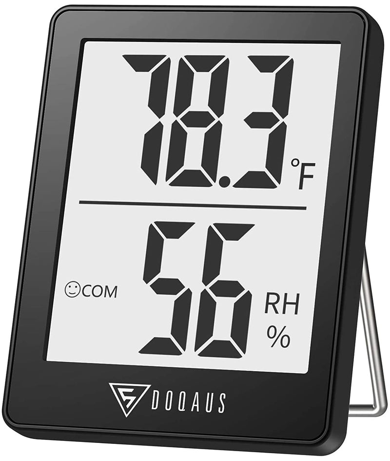 DOQAUS Digital Hygrometer Indoor Thermometer Humidity Meter Room Thermometer with 5s Fast Refresh Accurate Temperature Humidity Monitor for Home, Bedroom, Baby Room, Office, Greenhouse, Cellar (Black) Black