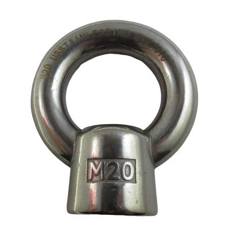 [Australia - AusPower] - US STAINLESS Stainless Steel 316 M20 Lifting Eye Nut 20mm Marine Grade Pitch of 2.5 