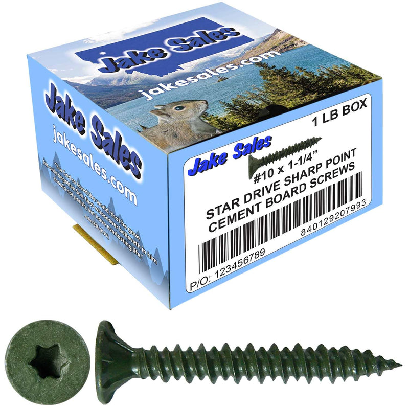 10x1-1/4 Sharp Point Torx/Star Head Screws for Fastening Cement Backer/Board/Tile- Torx/Star - T-25 Head - 1 Pound 166 Screws #10 x 1-1/4" Sharp Point 1 POUND 166 Screws