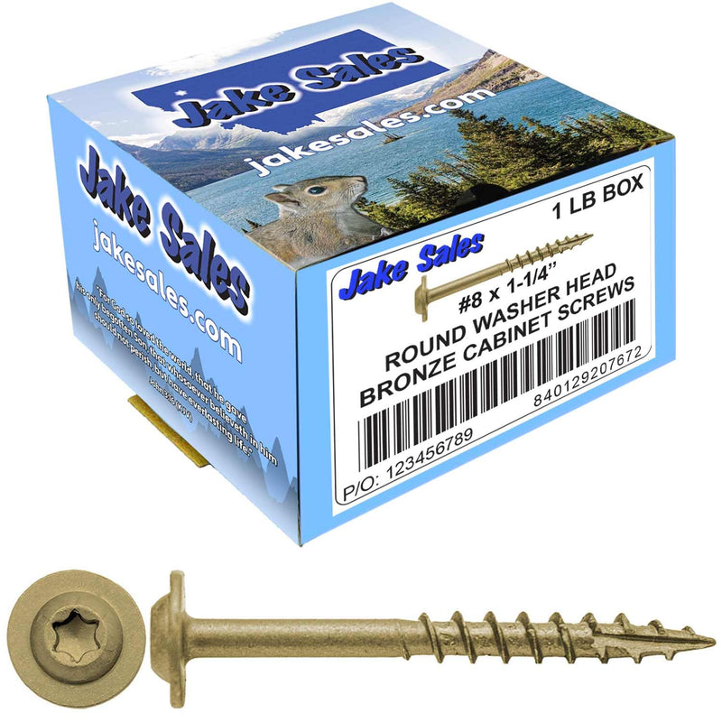 #8 x 1-1/4" Bronze Star Exterior Coated Modified Truss Head Cabinet Wood Screw Torx/Star Drive Head (1 POUND - ~183 Screws) - Multipurpose Exterior Coated Torx/Star Drive Wood Screws #8 x 1-1/4"- 1 lb ~183 Screws