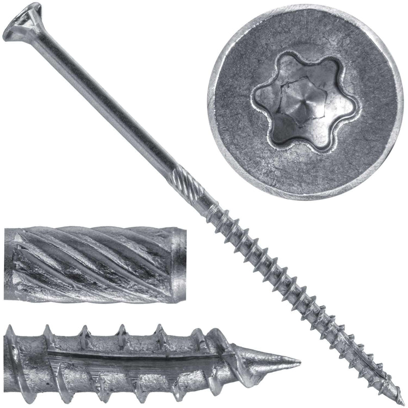 #10 x 4 Silver Star Stainless Steel Wood Screw Torx/Star Drive Head - Grade 305 Stainless Steel Torx/Star Drive Wood Screws - (1 Pound - 56 Approx. Screw Count) #10 x 4"1 POUND - 56 Approx. Screws