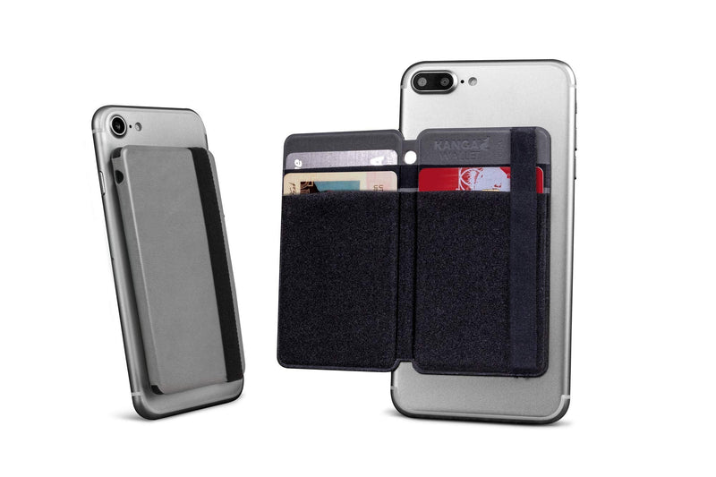 [Australia - AusPower] - Bellagio-Italia Leather Folding Phone Wallet for Credit Cards and Cash Gray 