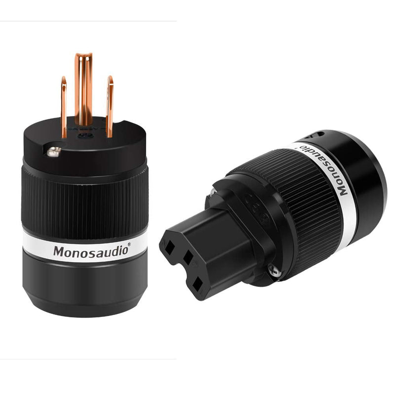 [Australia - AusPower] - Monosaudio AC Pure Copper US Power Plug,3-Prong Power Connectors,Audio Grade IEC Power Connector,IEC320 C13 Adapter for DIY Power Cable(Pure Copper, a Pair) 