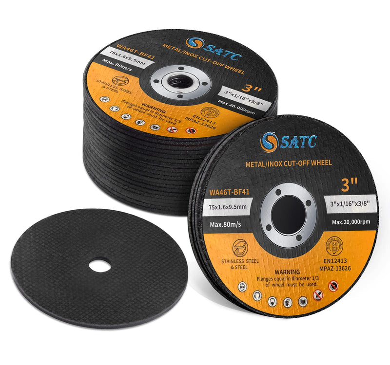 [Australia - AusPower] - S SATC Grinder Wheel 25 PCS Cut Off Wheels 3 Inch Cut Off Wheel 3" x1/16 x3/8" Fits Any Angle Grinder Air Tool 25 PCS 3x1/16x3/8 inch Cut Off Wheels 