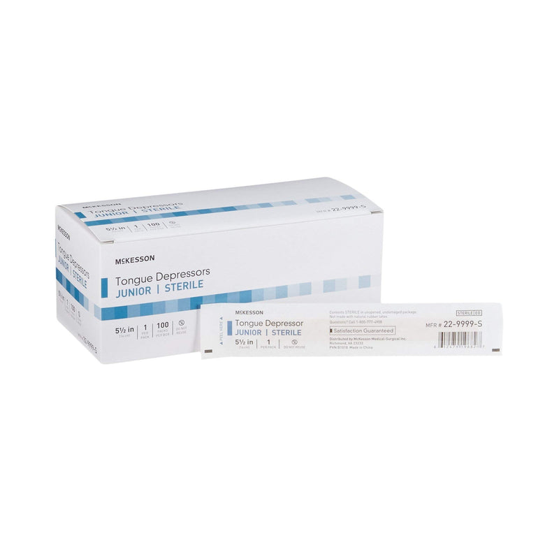 [Australia - AusPower] - McKesson Tongue Depressor, Sterile, Wooden, Individually Wrapped, Junior, 5 1/2 in, 100 Count 