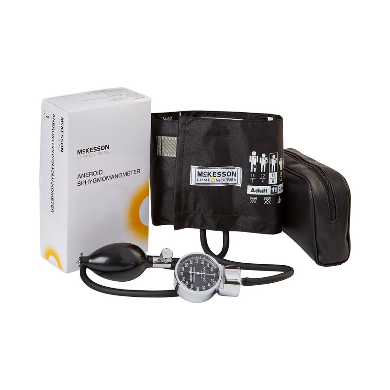 [Australia - AusPower] - McKesson LUMEON Professional Aneroid Sphygmomanometer, Blood Pressure with Cuff, Pocket Size, Black, Adult Medium, Circumference 23-40 cm, 1 Count Adult (1 Count) 