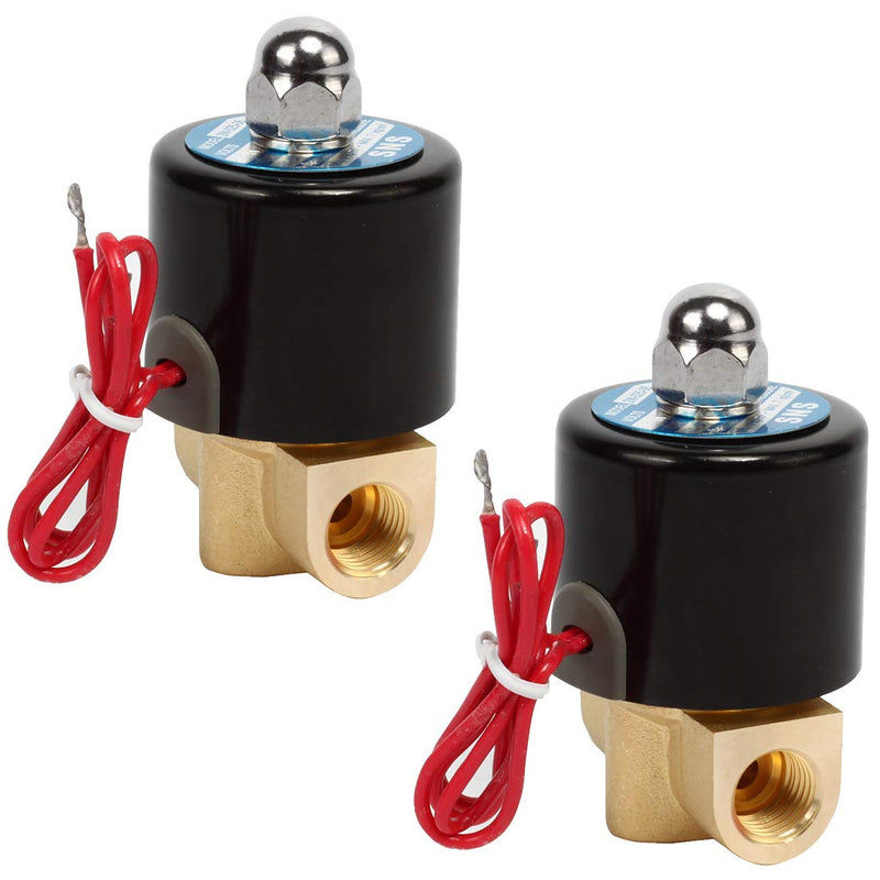 [Australia - AusPower] - SNS 1/4"NPT DC12V Brass Electric Solenoid Valve Normally Closed Water, Air, Diesel 2W025-N08/DC12V (2PCS) 1/4''NPT DC12V 2PCS 